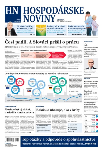 E-magazín Hospodárske noviny 14.08.2013 - MAFRA Slovakia, a.s.
