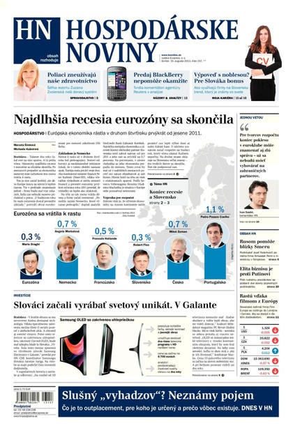 E-magazín Hospodárske noviny 15.08.2013 - MAFRA Slovakia, a.s.