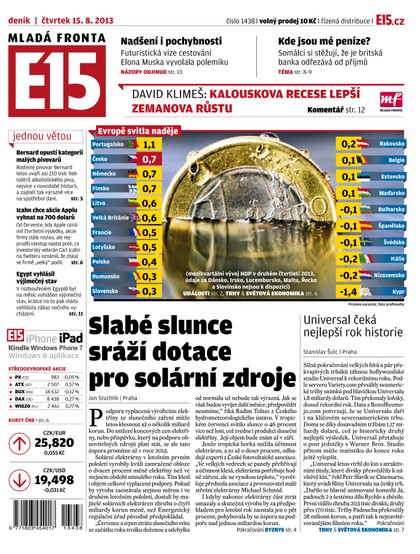 E-magazín E15 15.8.2013 - Czech Media Invest