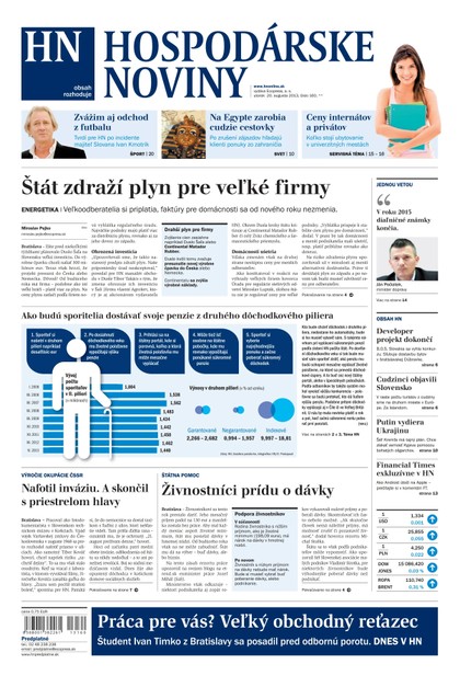 E-magazín Hospodárske noviny 20.08.2013 - MAFRA Slovakia, a.s.