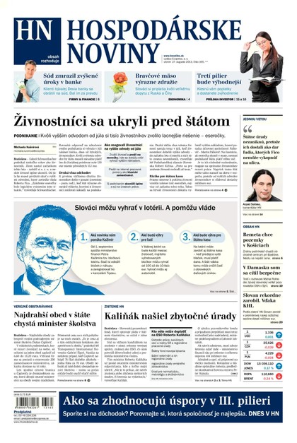 E-magazín Hospodárske noviny 27.08.2013 - MAFRA Slovakia, a.s.