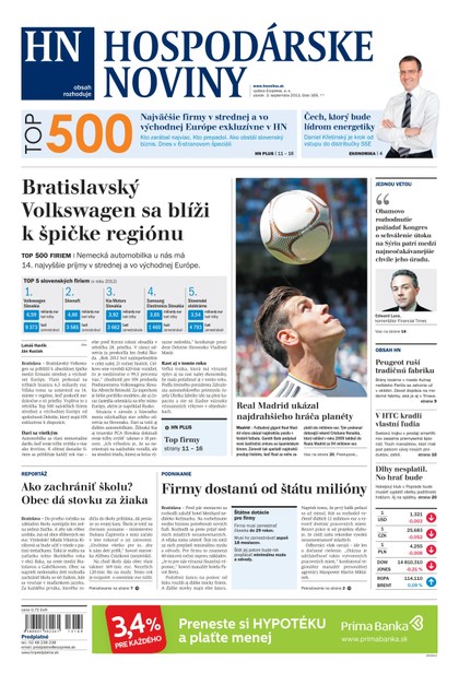E-magazín Hospodárske noviny 03.09.2013 - MAFRA Slovakia, a.s.