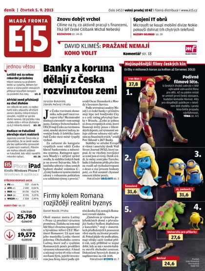 E-magazín E15 5.9.2013 - Czech Media Invest