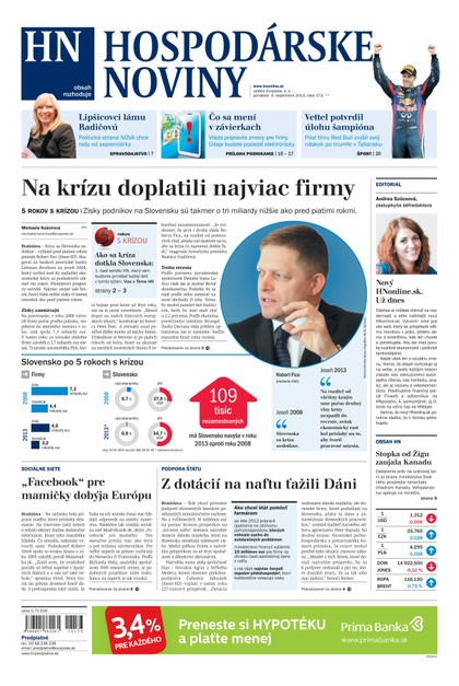 E-magazín Hospodárske noviny 09.09.2013 - MAFRA Slovakia, a.s.