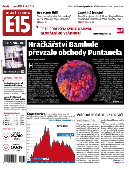 E-magazín E15 9.9.2013 - Czech Media Invest