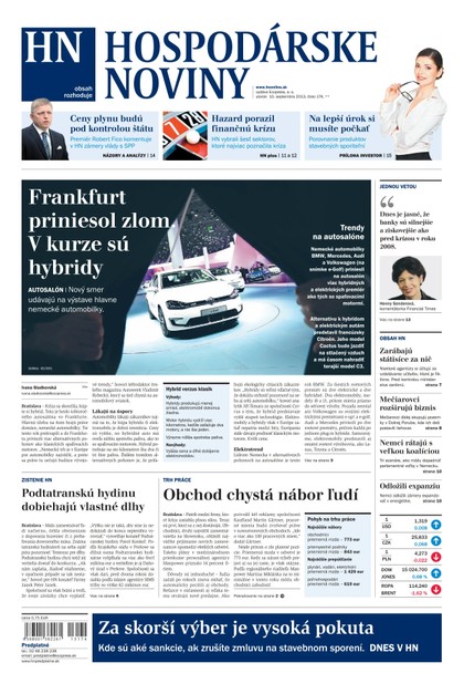 E-magazín Hospodárske noviny 10.09.2013 - MAFRA Slovakia, a.s.