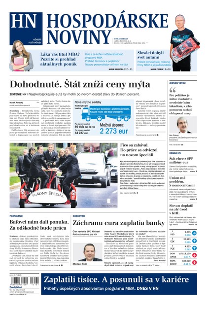 E-magazín Hospodárske noviny 19.09.2013 - MAFRA Slovakia, a.s.