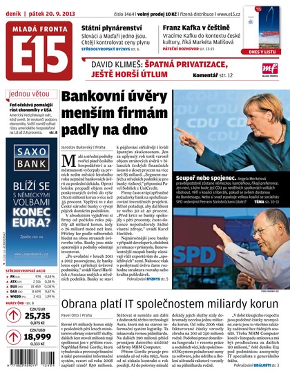 E-magazín E15 20.9.2013 - Czech Media Invest