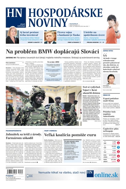 E-magazín Hospodárske noviny 24.09.2013 - MAFRA Slovakia, a.s.