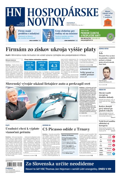 E-magazín Hospodárske noviny 03.10.2013 - MAFRA Slovakia, a.s.