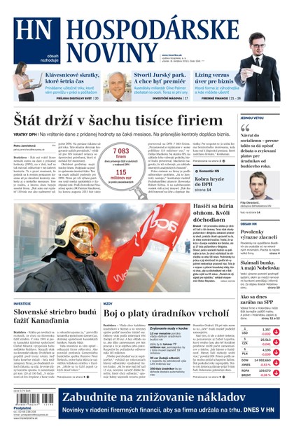 E-magazín Hospodárske noviny 08.10.2013 - MAFRA Slovakia, a.s.