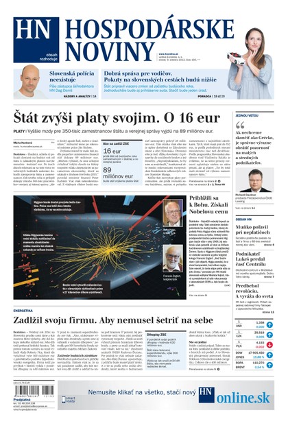 E-magazín Hospodárske noviny 09.10.2013 - MAFRA Slovakia, a.s.