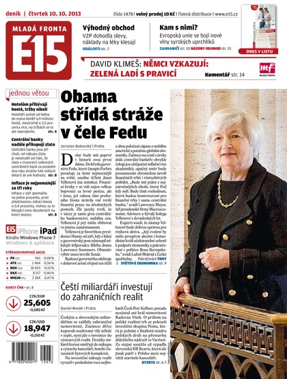 E-magazín E15 10.10.2013 - Czech Media Invest