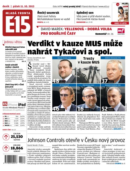 E-magazín E15 11.10.2013 - Czech Media Invest