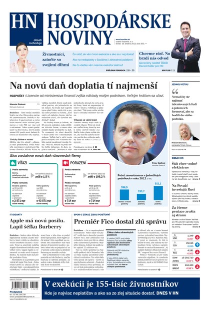 E-magazín Hospodárske noviny 16.10.2013 - MAFRA Slovakia, a.s.