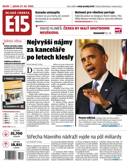 E-magazín E15 18.10.2013 - Czech Media Invest