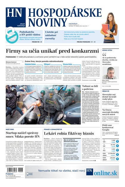 E-magazín Hospodárske noviny 21.10.2013 - MAFRA Slovakia, a.s.
