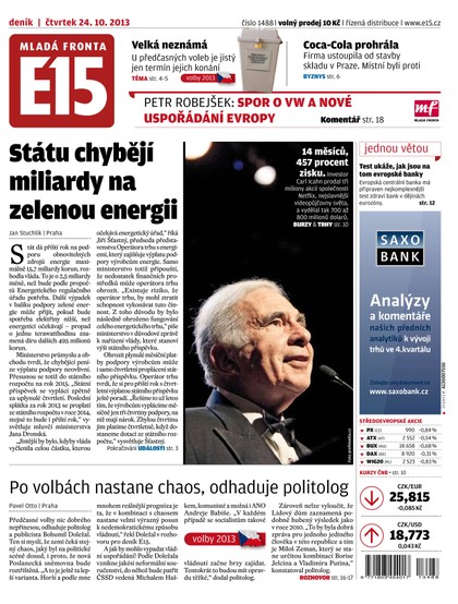 E-magazín E15 24.10.2013 - Czech Media Invest
