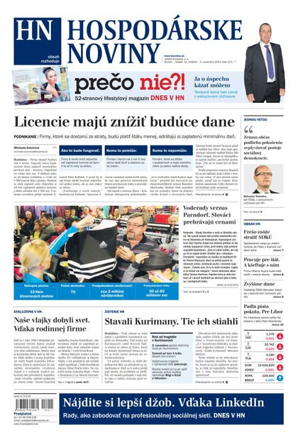 E-magazín Hospodárske noviny 31.10.2013 - MAFRA Slovakia, a.s.