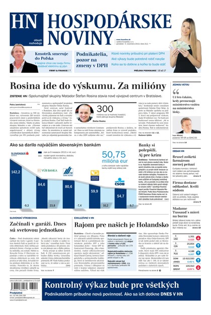 E-magazín Hospodárske noviny 04.11.2013 - MAFRA Slovakia, a.s.