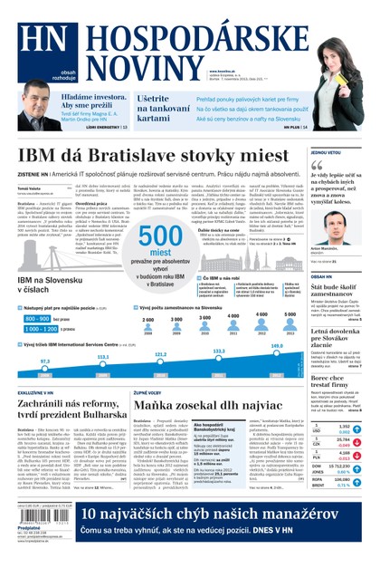 E-magazín Hospodárske noviny 07.11.2013 - MAFRA Slovakia, a.s.