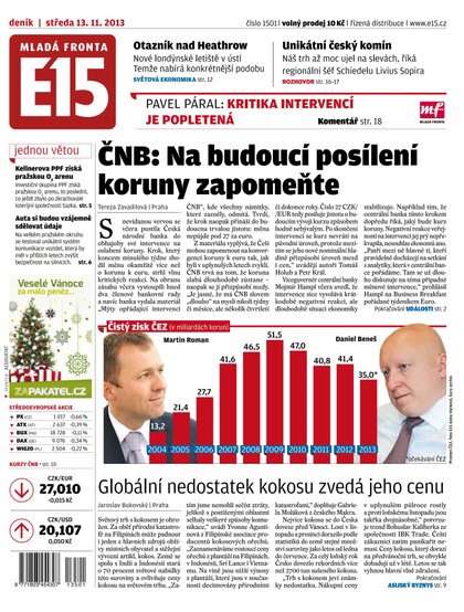 E-magazín E15 13.11.2013 - Czech Media Invest