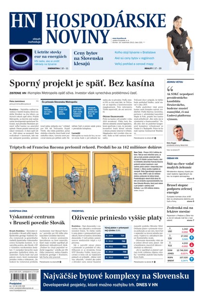 E-magazín Hospodárske noviny 14.11.2013 - MAFRA Slovakia, a.s.