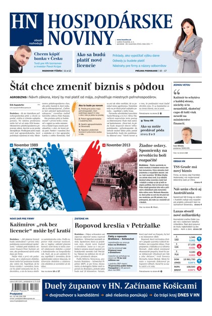 E-magazín Hospodárske noviny 18.11.2013 - MAFRA Slovakia, a.s.