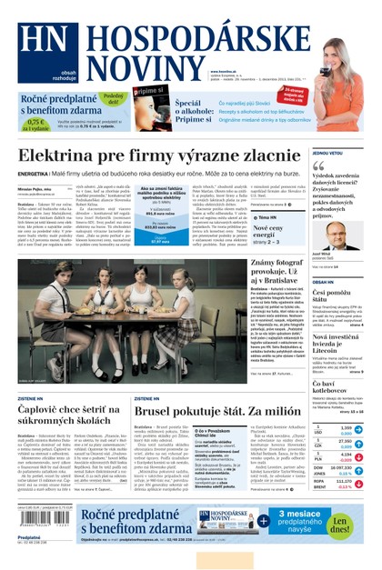 E-magazín Hospodárske noviny 29.11.2013 - MAFRA Slovakia, a.s.