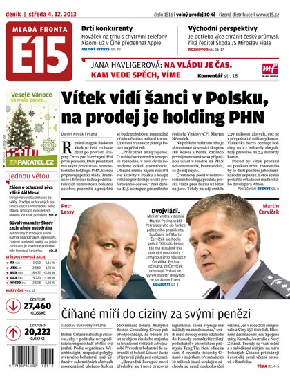 E-magazín E15 4.12.2013 - Czech Media Invest