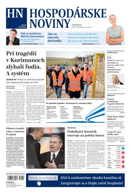 E-magazín Hospodárske noviny 11.12.2013 - MAFRA Slovakia, a.s.