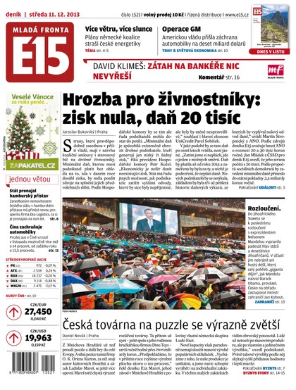 E-magazín E15 11.12.2013 - Czech Media Invest