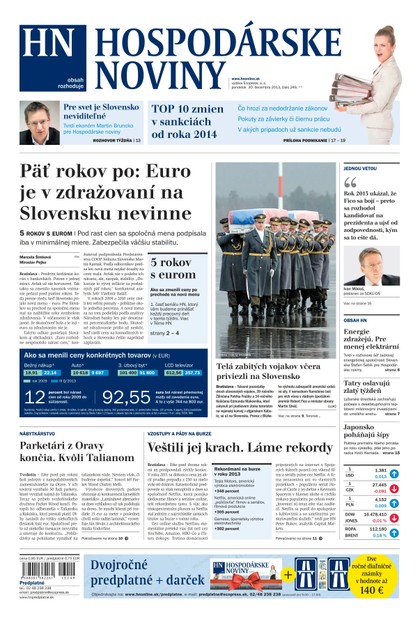 E-magazín Hospodárske noviny 30.12.2013 - MAFRA Slovakia, a.s.