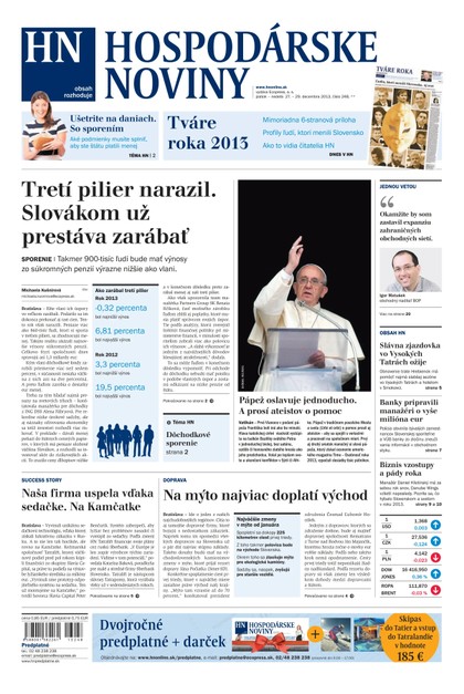 E-magazín Hospodárske noviny 27.12.2013 - MAFRA Slovakia, a.s.