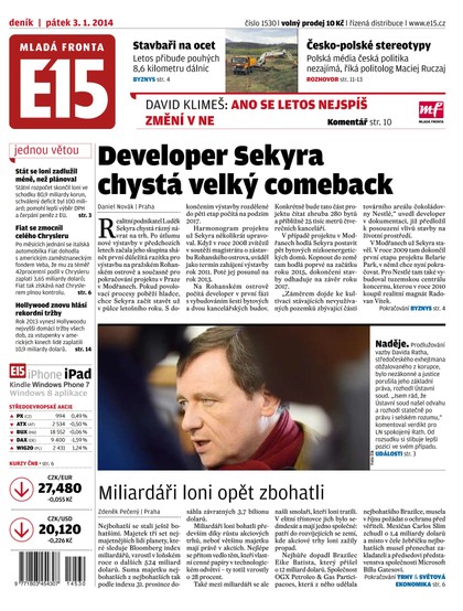 E-magazín E15 3.1.2014 - Czech Media Invest