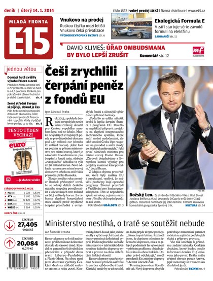 E-magazín E15 14.1.2013 - Czech Media Invest