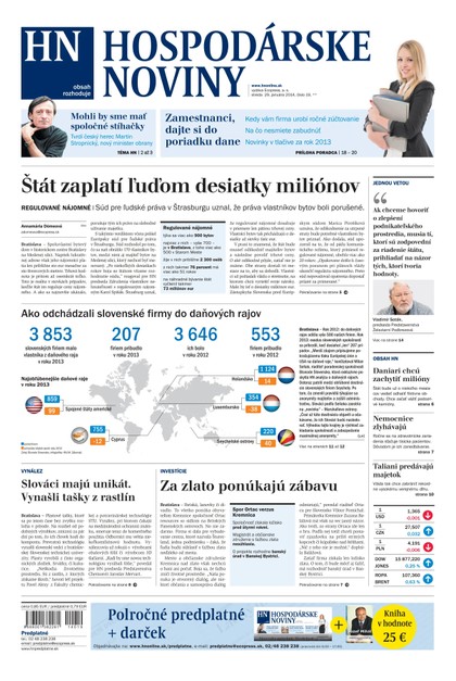 E-magazín Hospodárske noviny 29.01.2014 - MAFRA Slovakia, a.s.