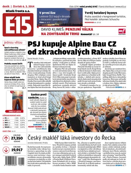 E-magazín E15 6.3.2014 - Czech Media Invest