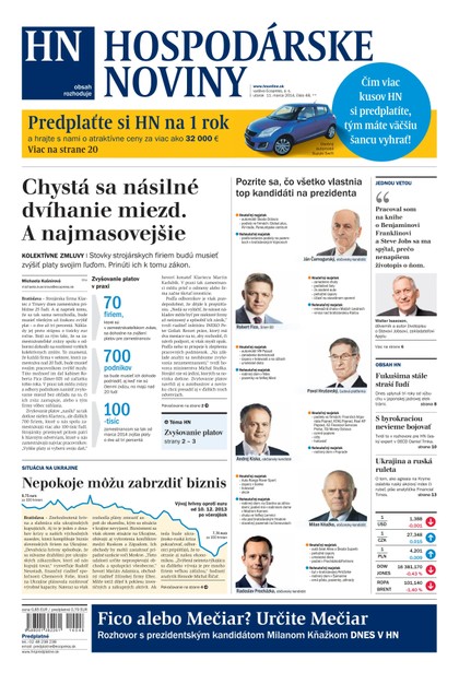 E-magazín Hospodárske noviny 11.03.2014 - MAFRA Slovakia, a.s.