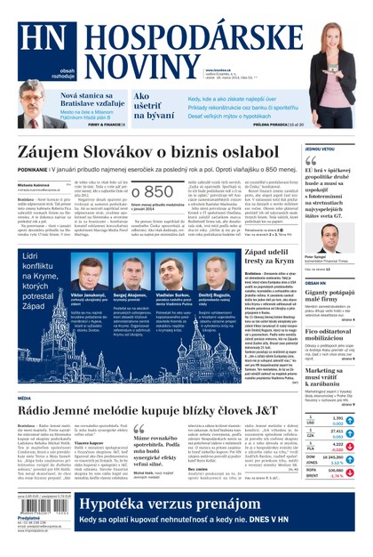 E-magazín Hospodárske noviny 18.03.2014 - MAFRA Slovakia, a.s.