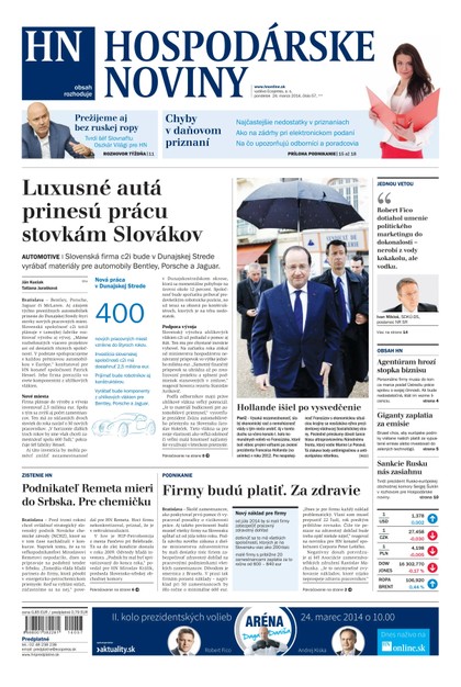 E-magazín Hospodárske noviny 24.03.2014 - MAFRA Slovakia, a.s.
