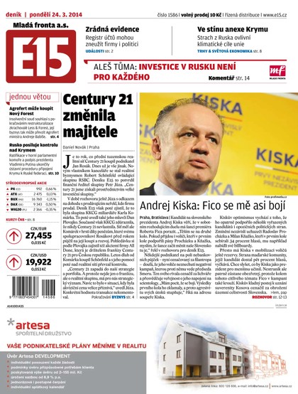 E-magazín E15 24.3.2014 - Czech Media Invest