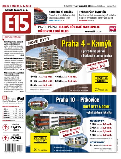 E-magazín E15 9.4.2014 - Czech Media Invest