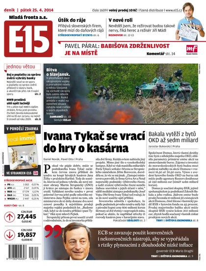 E-magazín E15 25.4.2014 - Czech Media Invest
