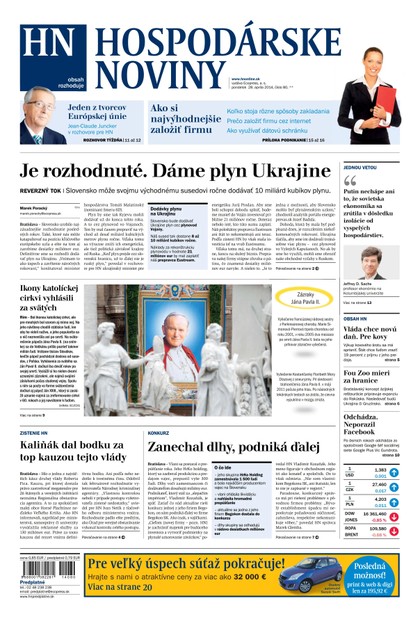 E-magazín Hospodárske noviny 28.04.2014 - MAFRA Slovakia, a.s.