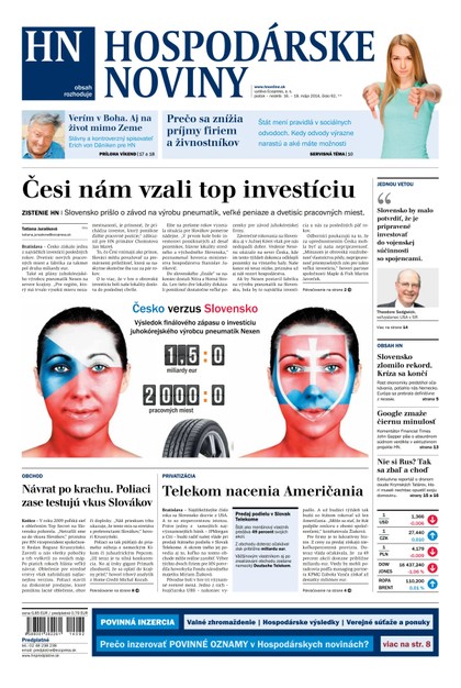 E-magazín Hospodárske noviny 16.05.2014 - MAFRA Slovakia, a.s.