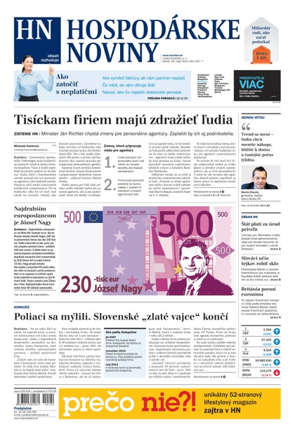 E-magazín Hospodárske noviny 28.05.2014 - MAFRA Slovakia, a.s.