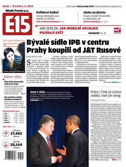 E-magazín E15 5.6.2014 - Czech Media Invest
