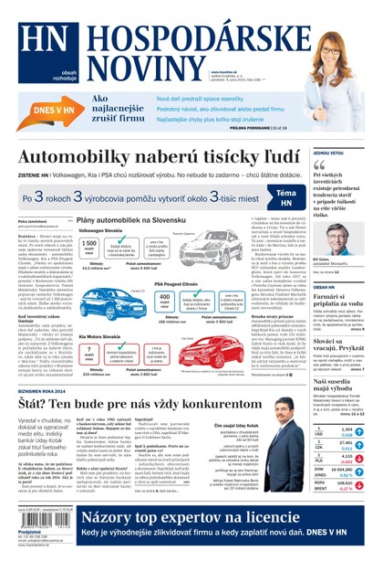 E-magazín Hospodárske noviny 09.06.2014 - MAFRA Slovakia, a.s.
