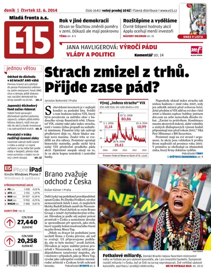 E-magazín E15 12.6.2014 - Czech Media Invest